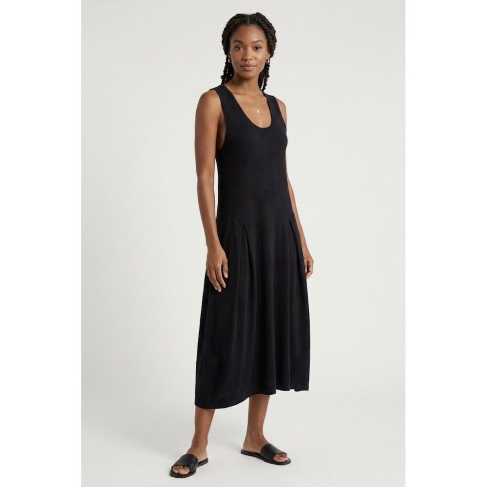 Free People Monika Midi Dress Sleeveless Black Asymmetrical Bubbled XS NWT
